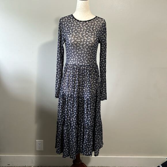 LOUNA Women's Floral Mesh Dress Size S In Black - Picture 4 of 15